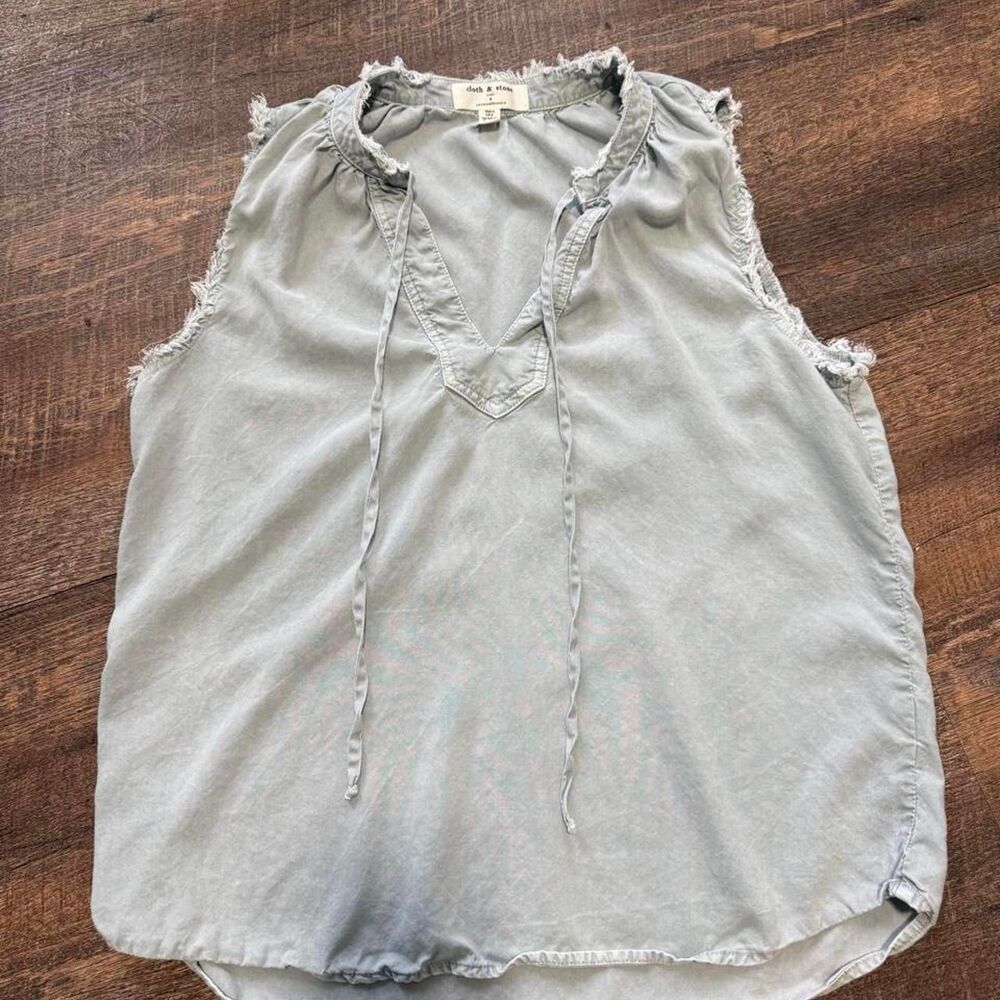 Anthropologie Women's Blue and Grey Blouse